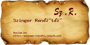 Szinger Renátó névjegykártya